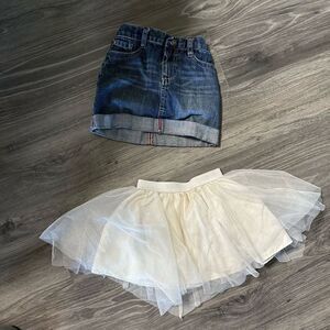4T toddler girl sparkly skirt and denim skirt